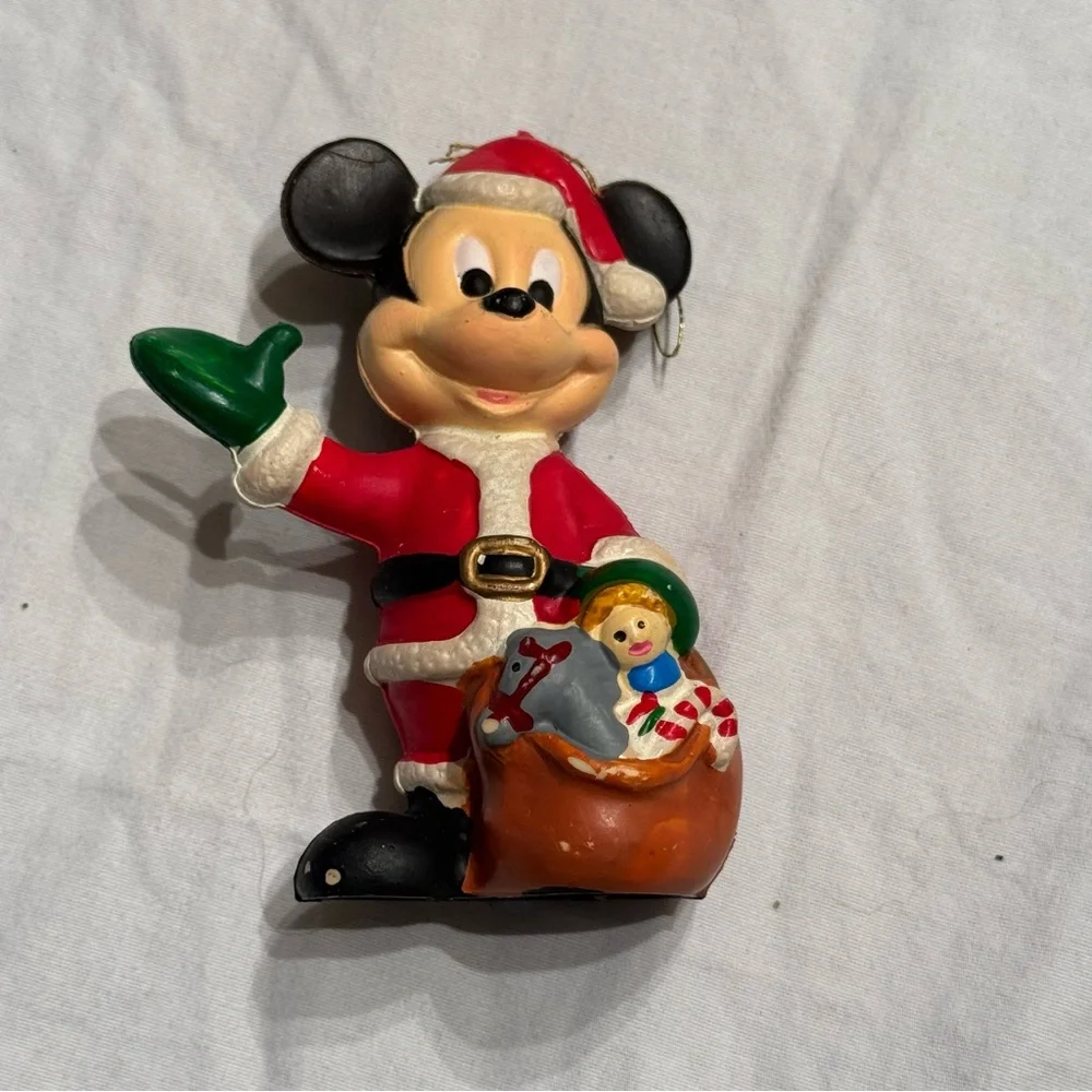 Vintage The Walt Disney Co. Mickey Mouse‎ Blow Mold Ornament Santa Claus
